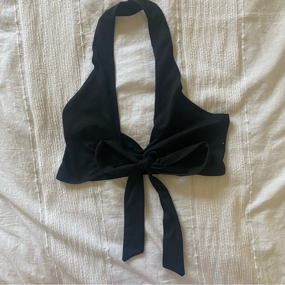 Tie Front Backless Crop Top (XS) - Shein - Night Out!